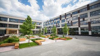 Building with courtyard.