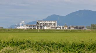 A field with a building.